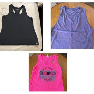Lot of 3 women's workout tops - 2 racerback tanks and 1 muscle tee size L